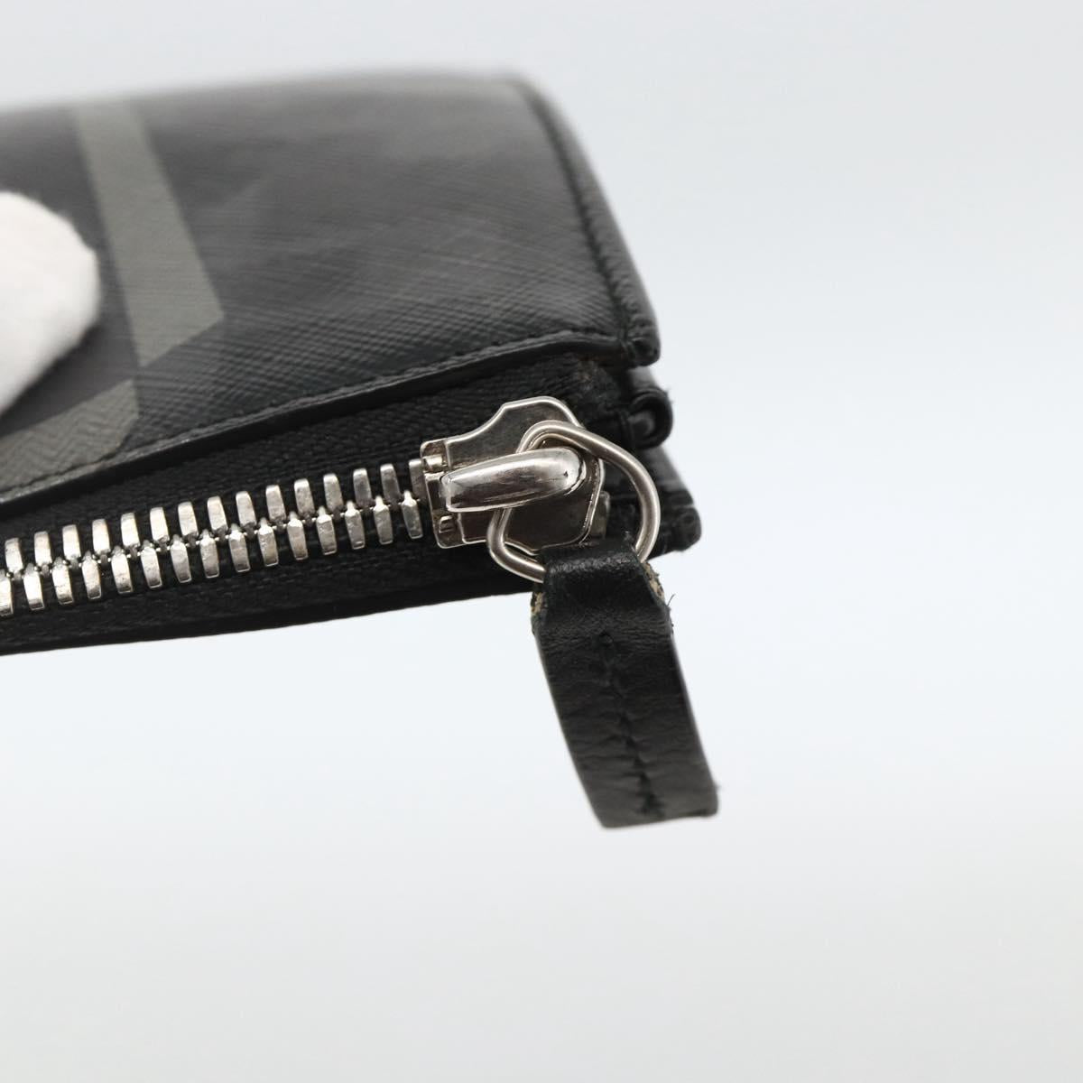 Salvatore Ferragamo Clutch Bag Leather Black Silver Auth ka3207