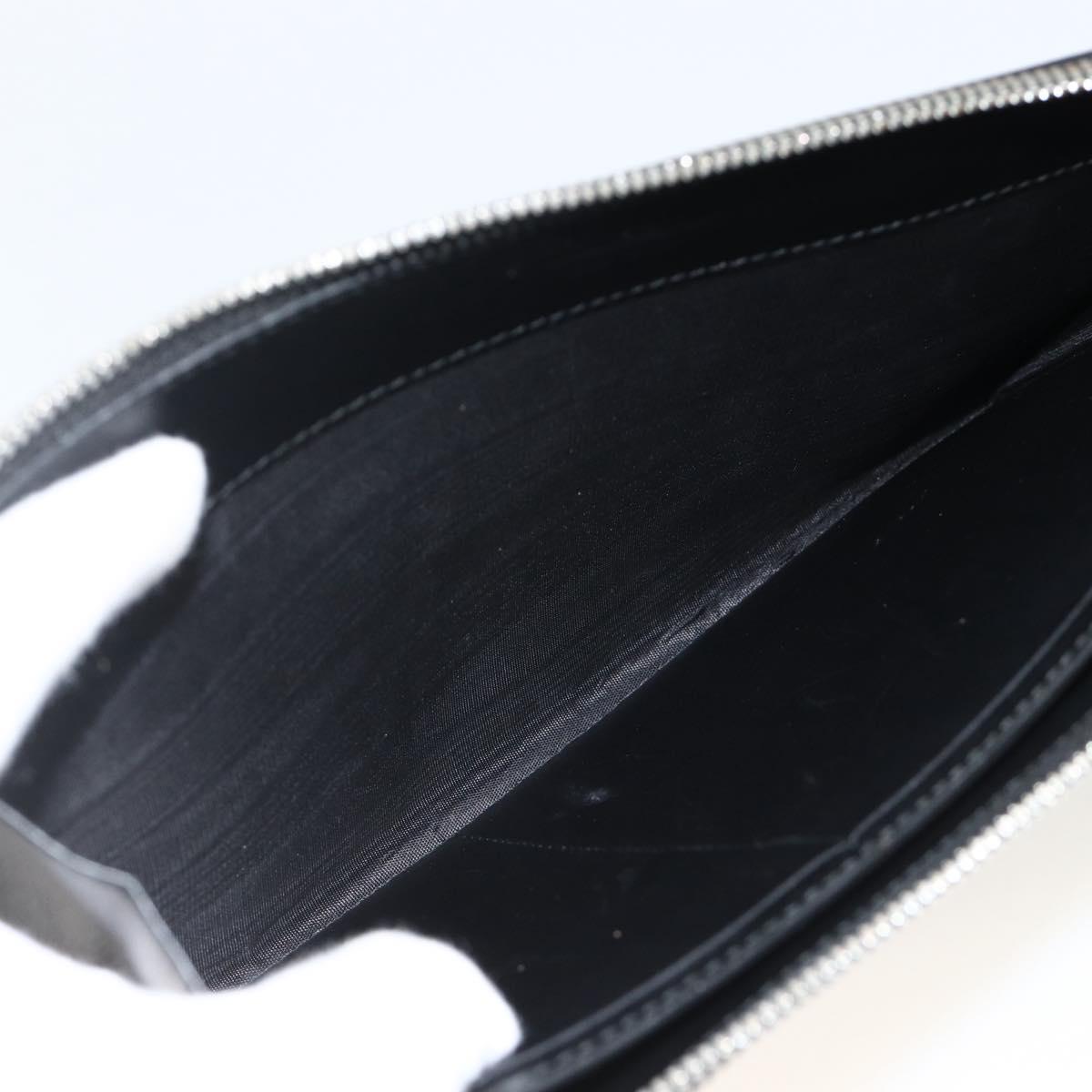 Salvatore Ferragamo Clutch Bag Leather Black Silver Auth ka3207