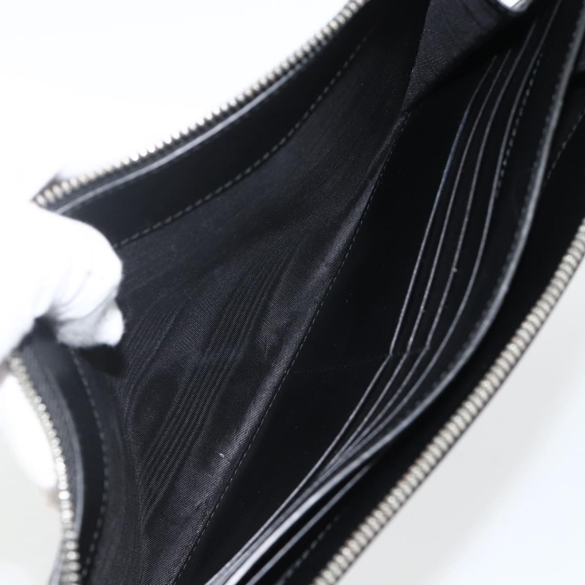 Salvatore Ferragamo Clutch Bag Leather Black Silver Auth ka3207