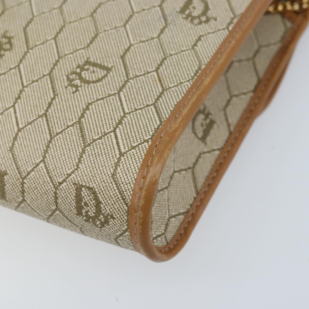 Christian Dior Honeycomb Canvas Chain Shoulder Bag PVC Beige Gold Auth ka3209