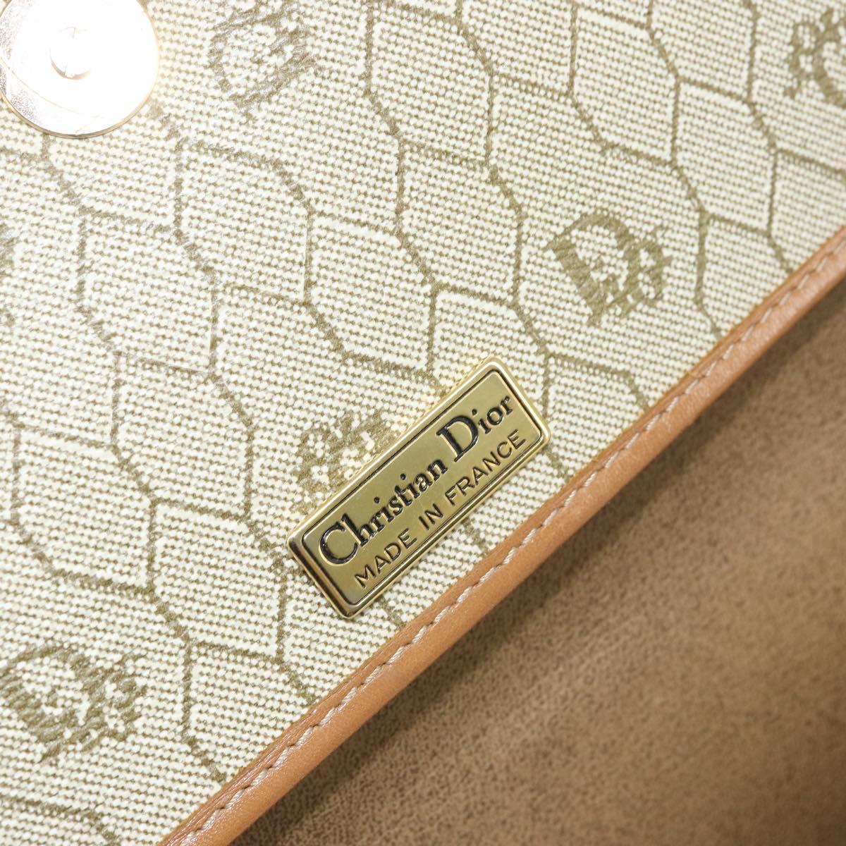 Christian Dior Honeycomb Canvas Chain Shoulder Bag PVC Beige Gold Auth ka3209