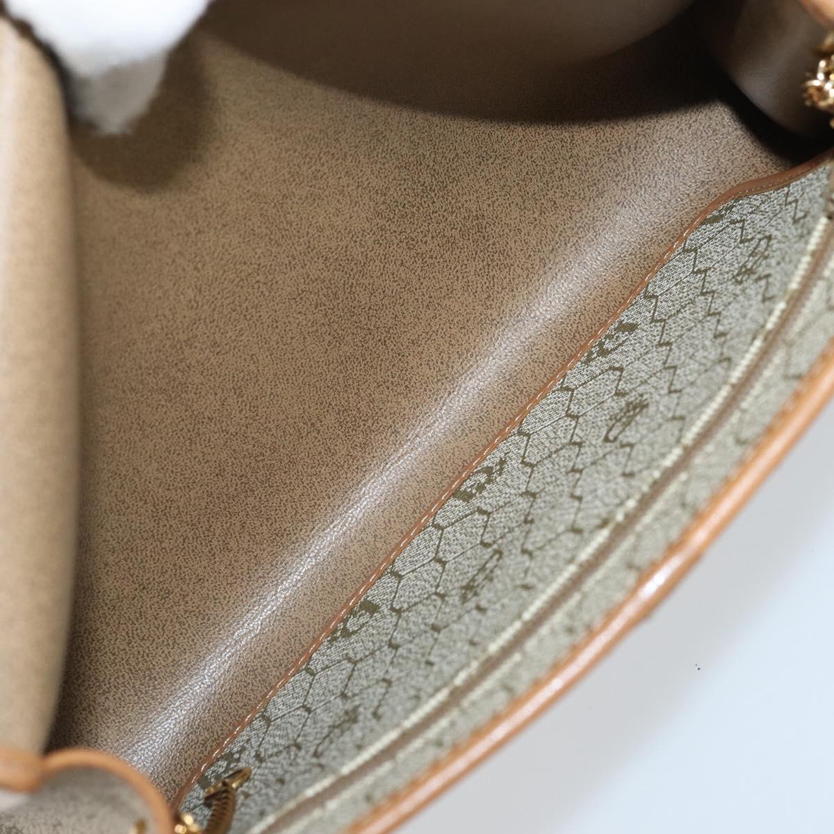 Christian Dior Honeycomb Canvas Chain Shoulder Bag PVC Beige Gold Auth ka3209