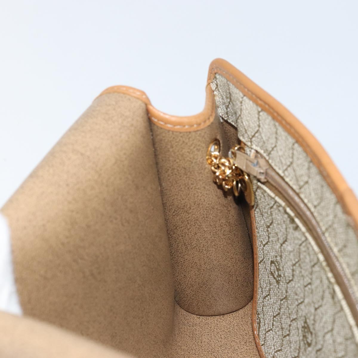 Christian Dior Honeycomb Canvas Chain Shoulder Bag PVC Beige Gold Auth ka3209
