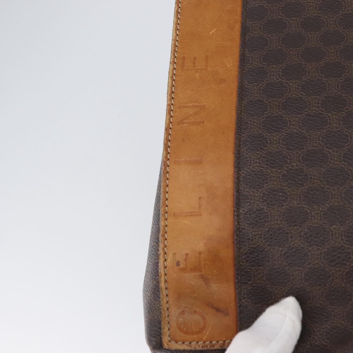 CELINE Macadam Canvas Hand Bag PVC Leather Brown Gold Auth ka3211