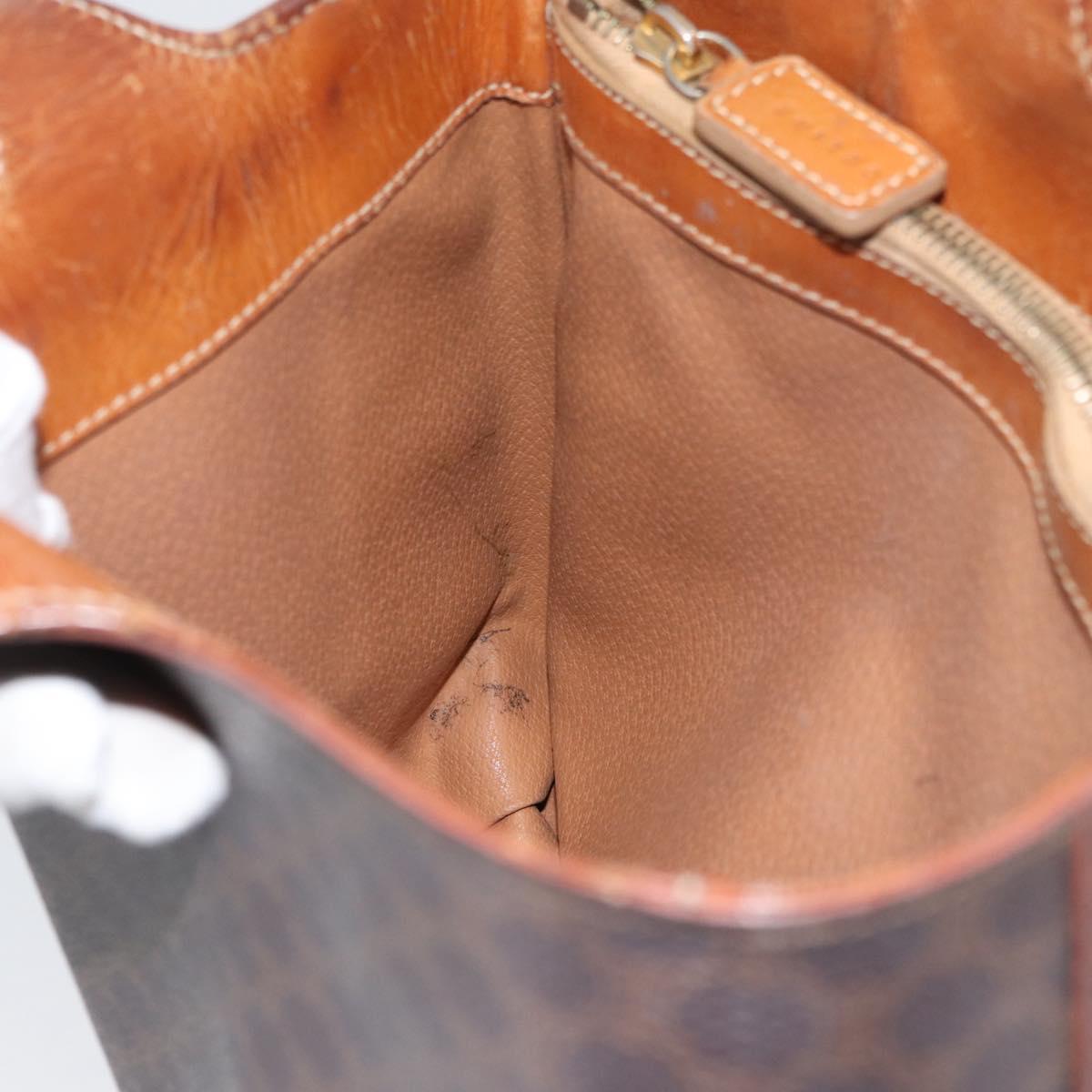CELINE Macadam Canvas Hand Bag PVC Leather Brown Gold Auth ka3211