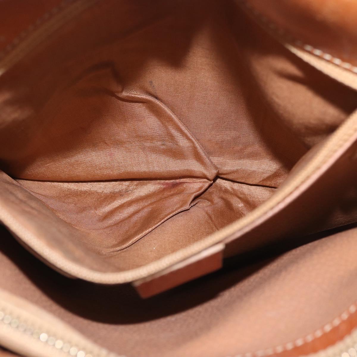 CELINE Macadam Canvas Hand Bag PVC Leather Brown Gold Auth ka3211