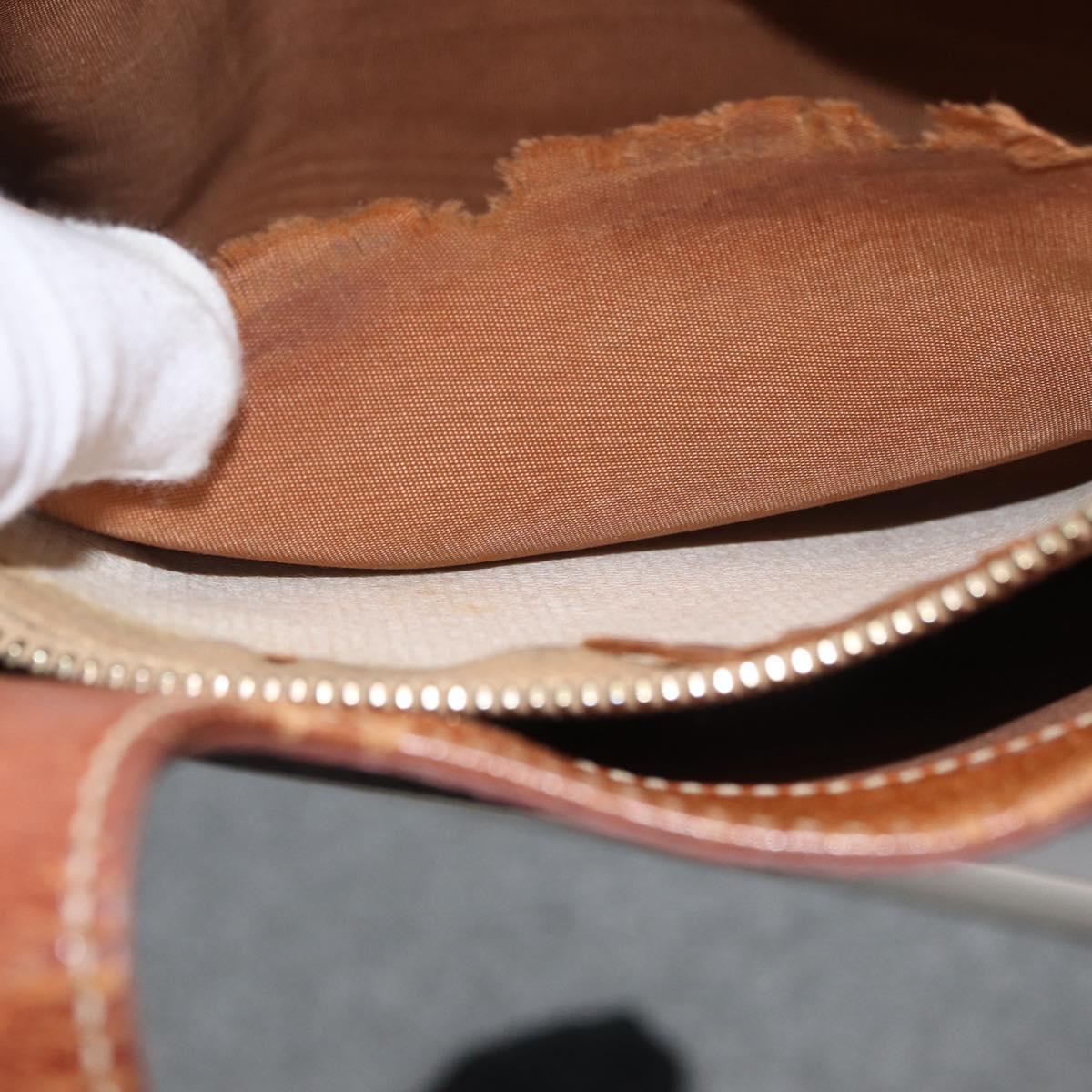 CELINE Macadam Canvas Hand Bag PVC Leather Brown Gold Auth ka3211