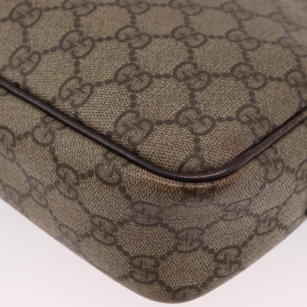 GUCCI GG Supreme Shoulder Bag PVC Beige Silver 114291 Auth ka3217