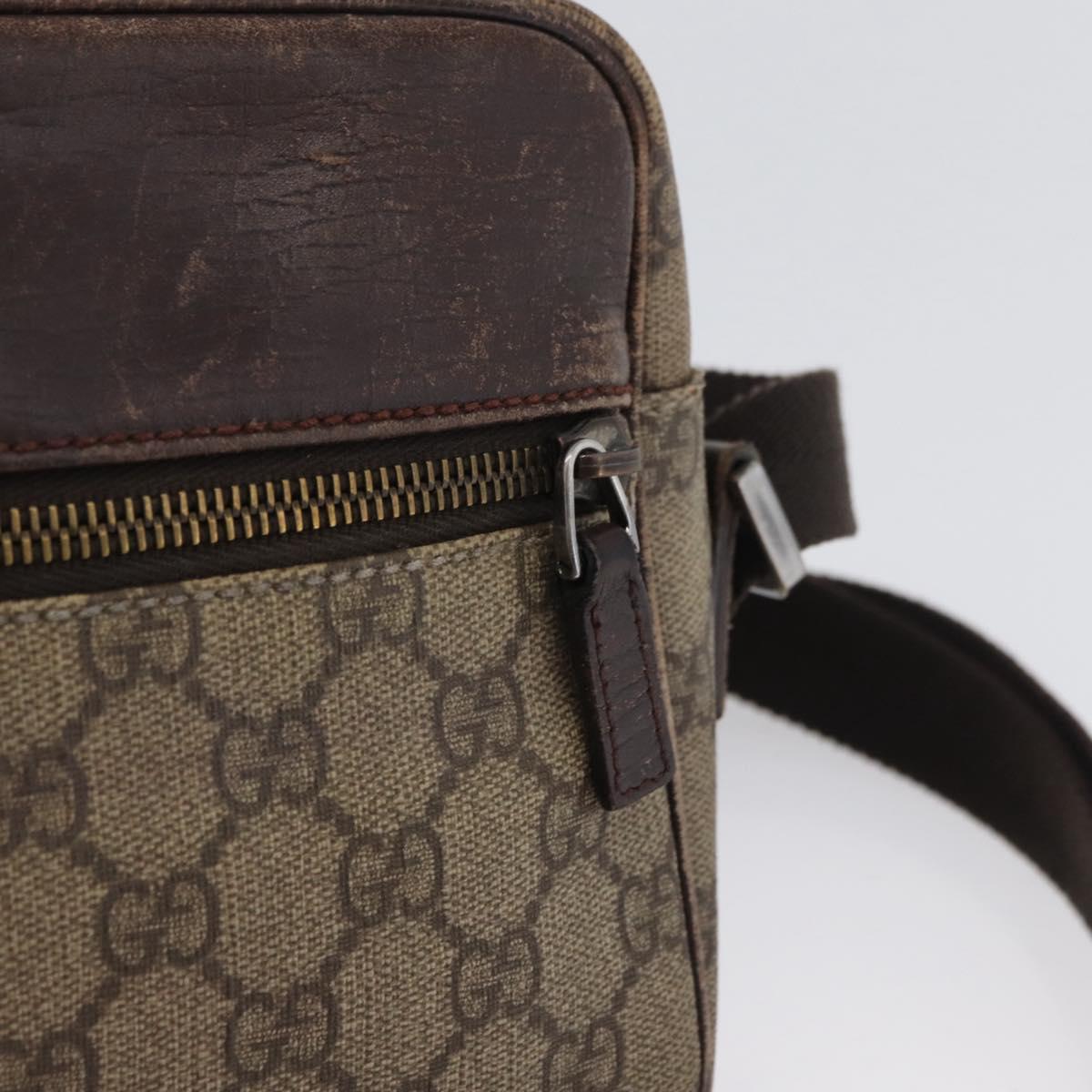 GUCCI GG Supreme Shoulder Bag PVC Beige Silver 114291 Auth ka3217