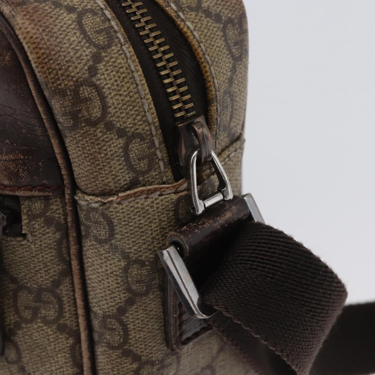 GUCCI GG Supreme Shoulder Bag PVC Beige Silver 114291 Auth ka3217