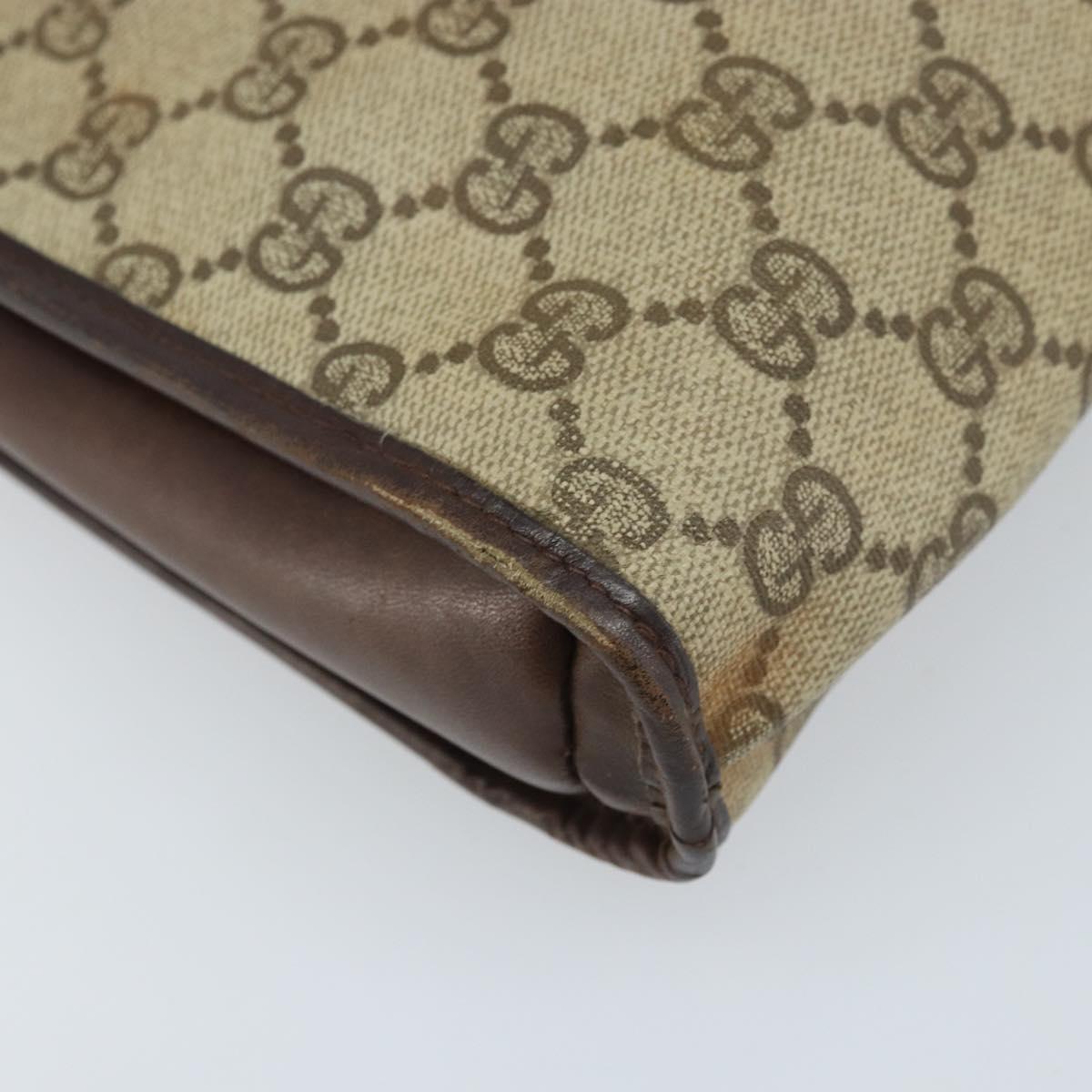 GUCCI GG Supreme Shoulder Bag PVC Beige Gold Auth ka3220
