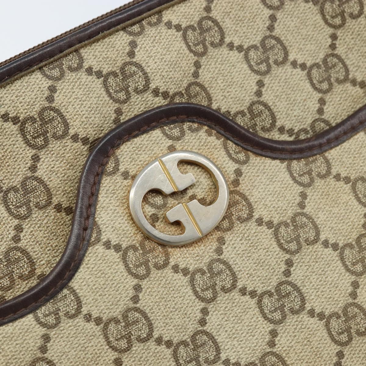 GUCCI GG Supreme Shoulder Bag PVC Beige Gold Auth ka3220