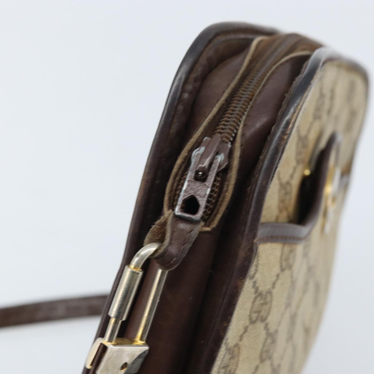 GUCCI GG Supreme Shoulder Bag PVC Beige Gold Auth ka3220