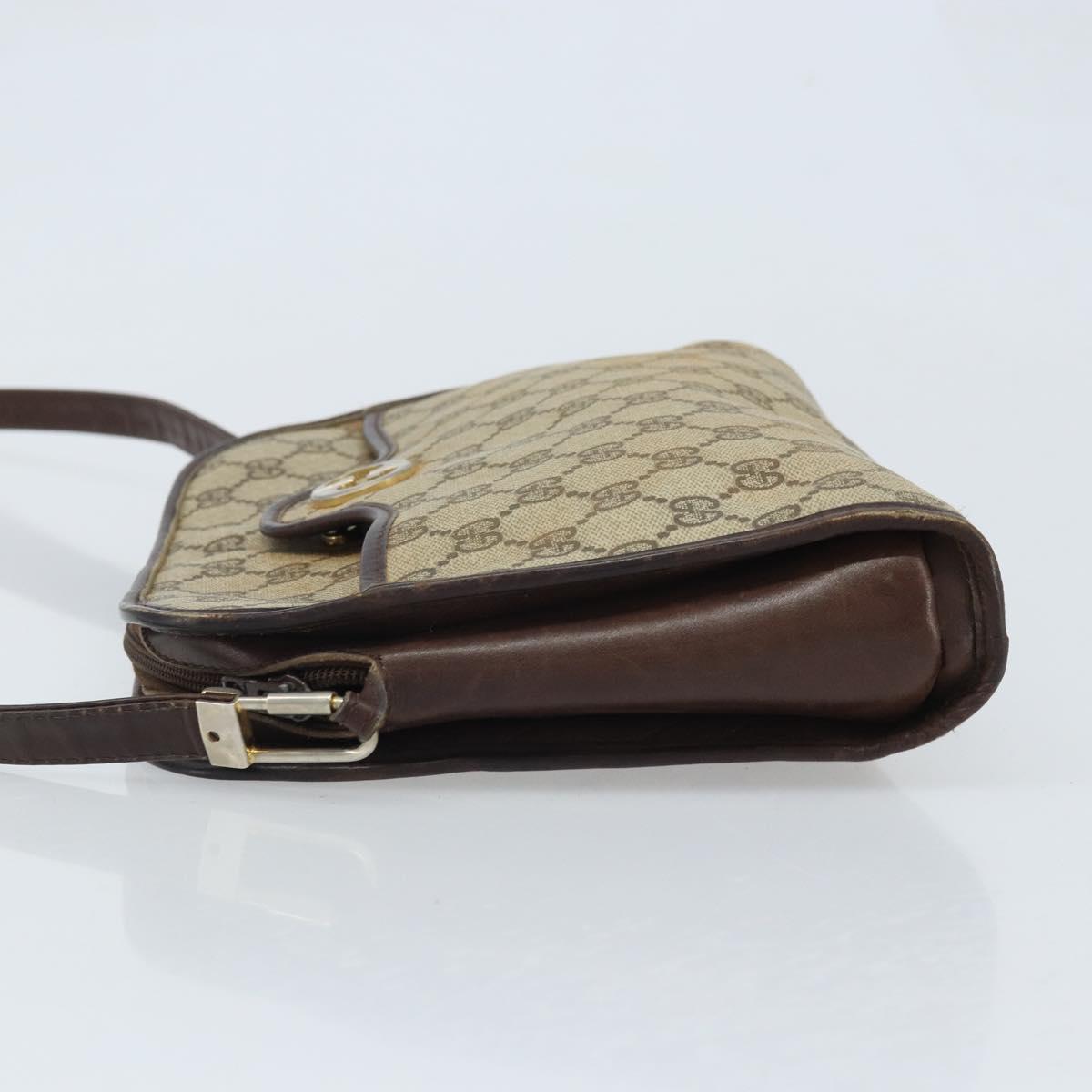 GUCCI GG Supreme Shoulder Bag PVC Beige Gold Auth ka3220
