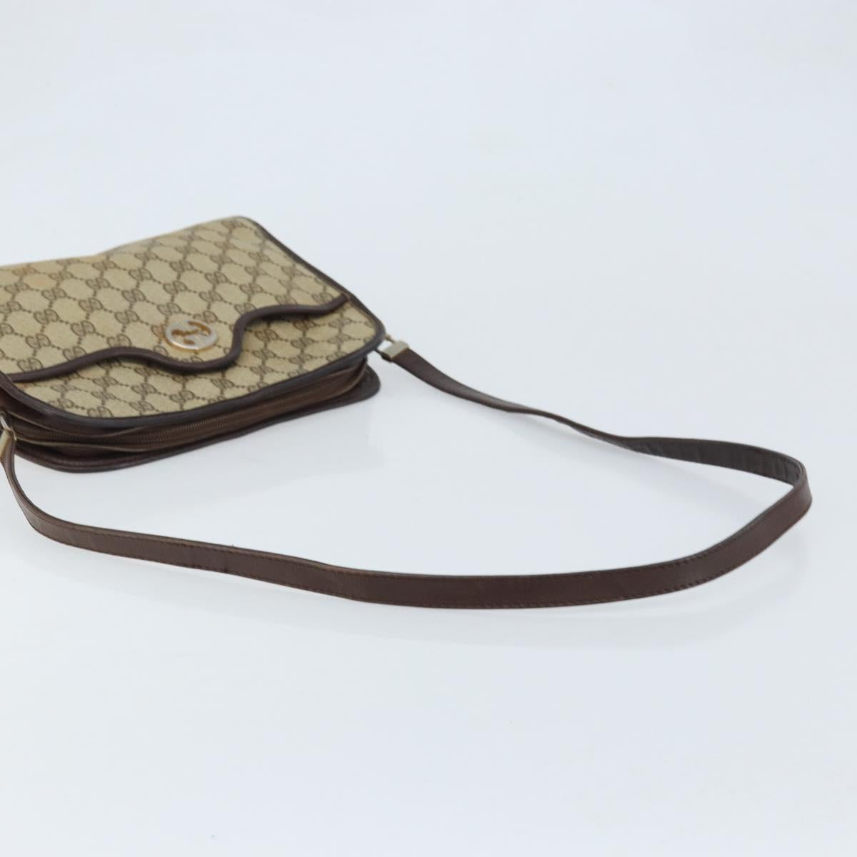 GUCCI GG Supreme Shoulder Bag PVC Beige Gold Auth ka3220