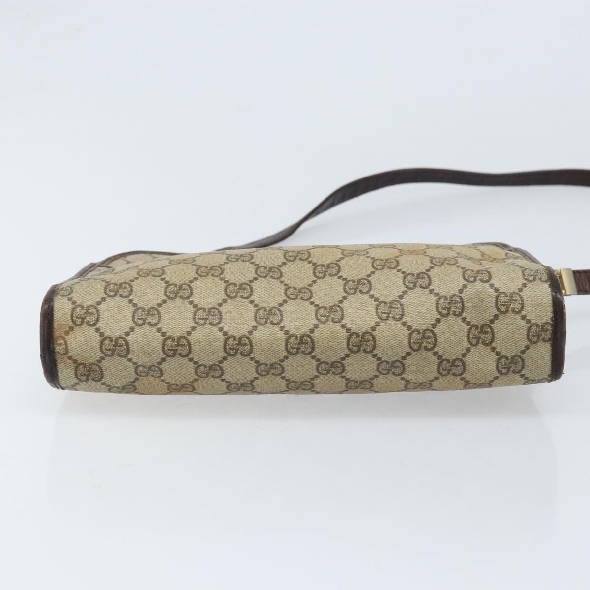 GUCCI GG Supreme Shoulder Bag PVC Beige Gold Auth ka3220
