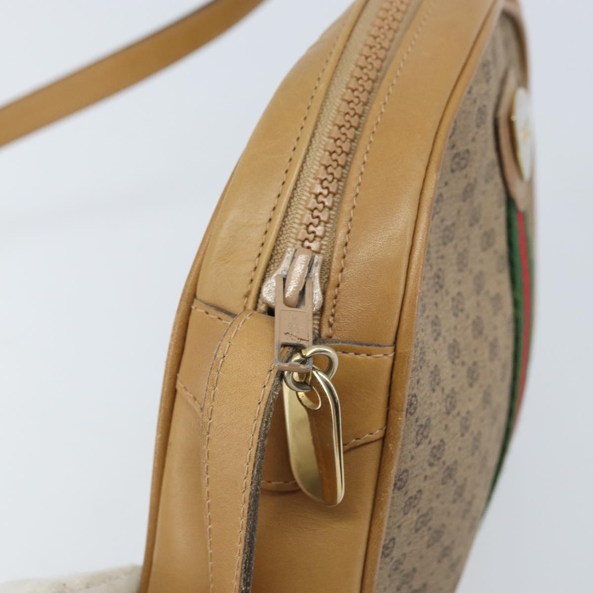 GUCCI Micro GG Supreme Web Sherry Line Shoulder Bag PVC Beige Gold Auth ka3222