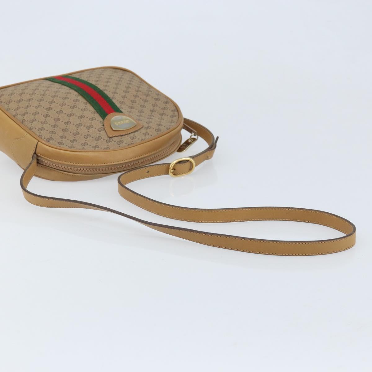 GUCCI Micro GG Supreme Web Sherry Line Shoulder Bag PVC Beige Gold Auth ka3222
