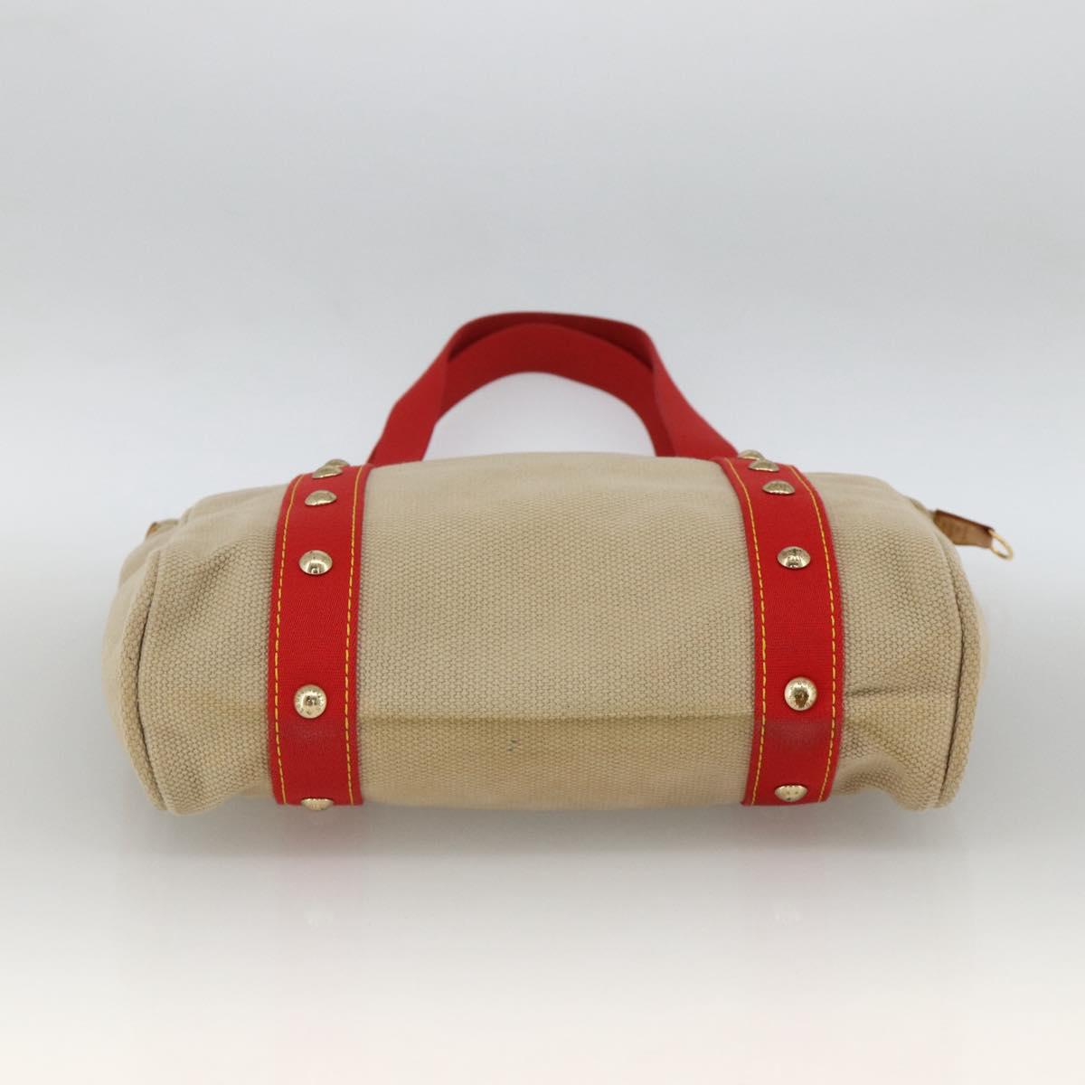 LOUIS VUITTON Antigua Cabas MM Tote Bag Canvas Beige Red M40035 LV Auth ka3234