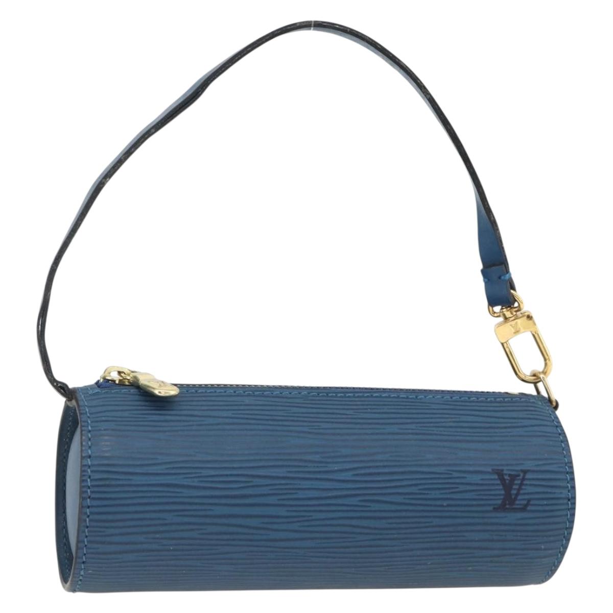 LOUIS VUITTON Epi Soufflot Pouch Blue LV Auth ka3238