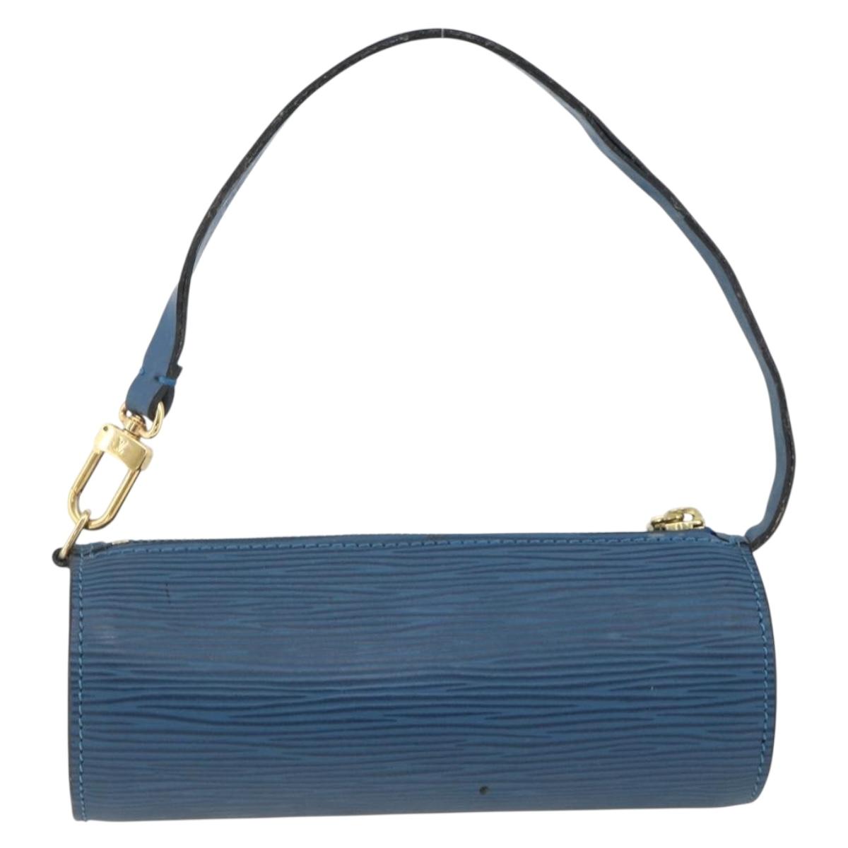 LOUIS VUITTON Epi Soufflot Pouch Blue LV Auth ka3238