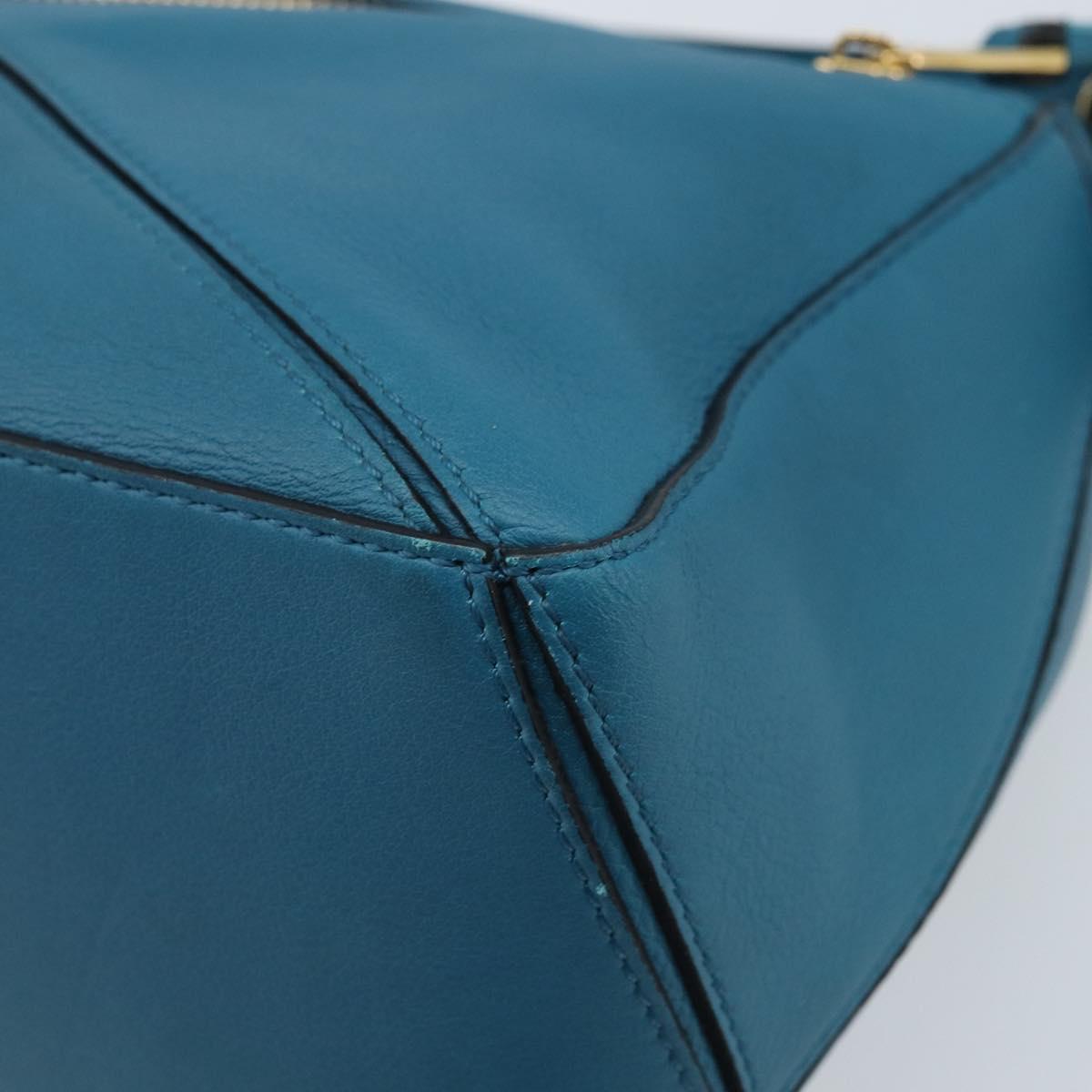 LOEWE テ Studio Ghibli Puzzle bag Hand Bag Leather 2way Blue Gold Auth ka3244SM