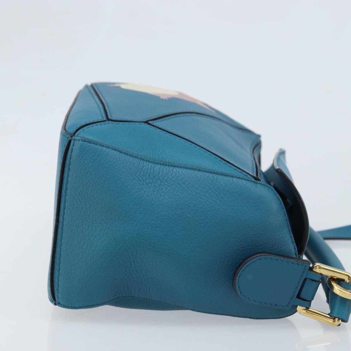 LOEWE テ Studio Ghibli Puzzle bag Hand Bag Leather 2way Blue Gold Auth ka3244SM