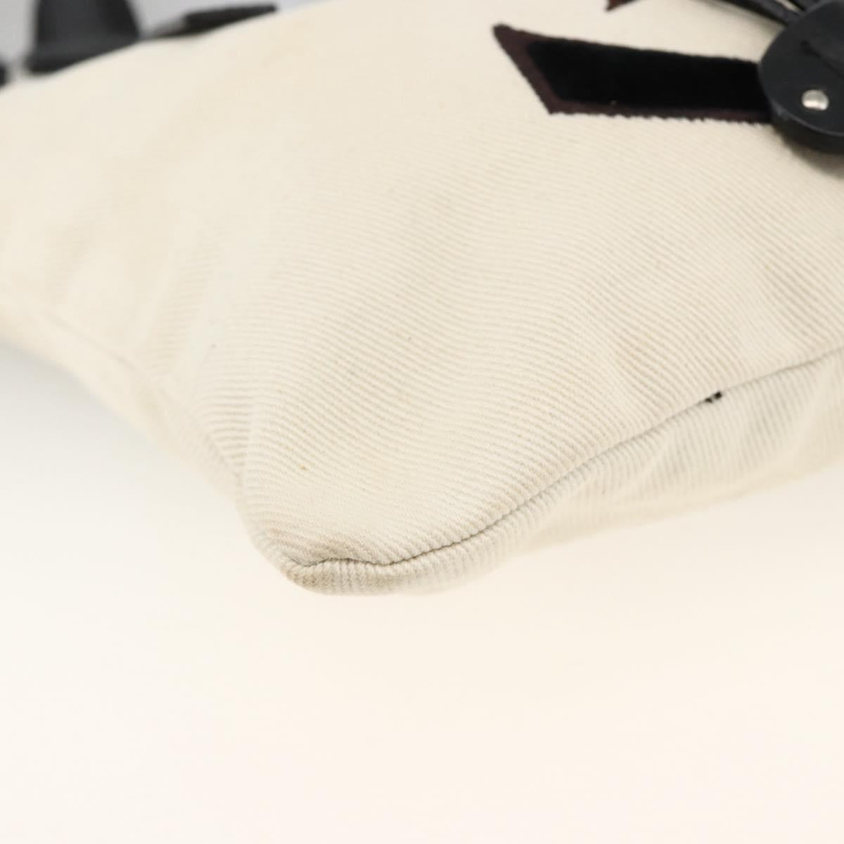 SAINT LAURENT Kahala Tote Bag Canvas White Silver 123435 Auth ka3245