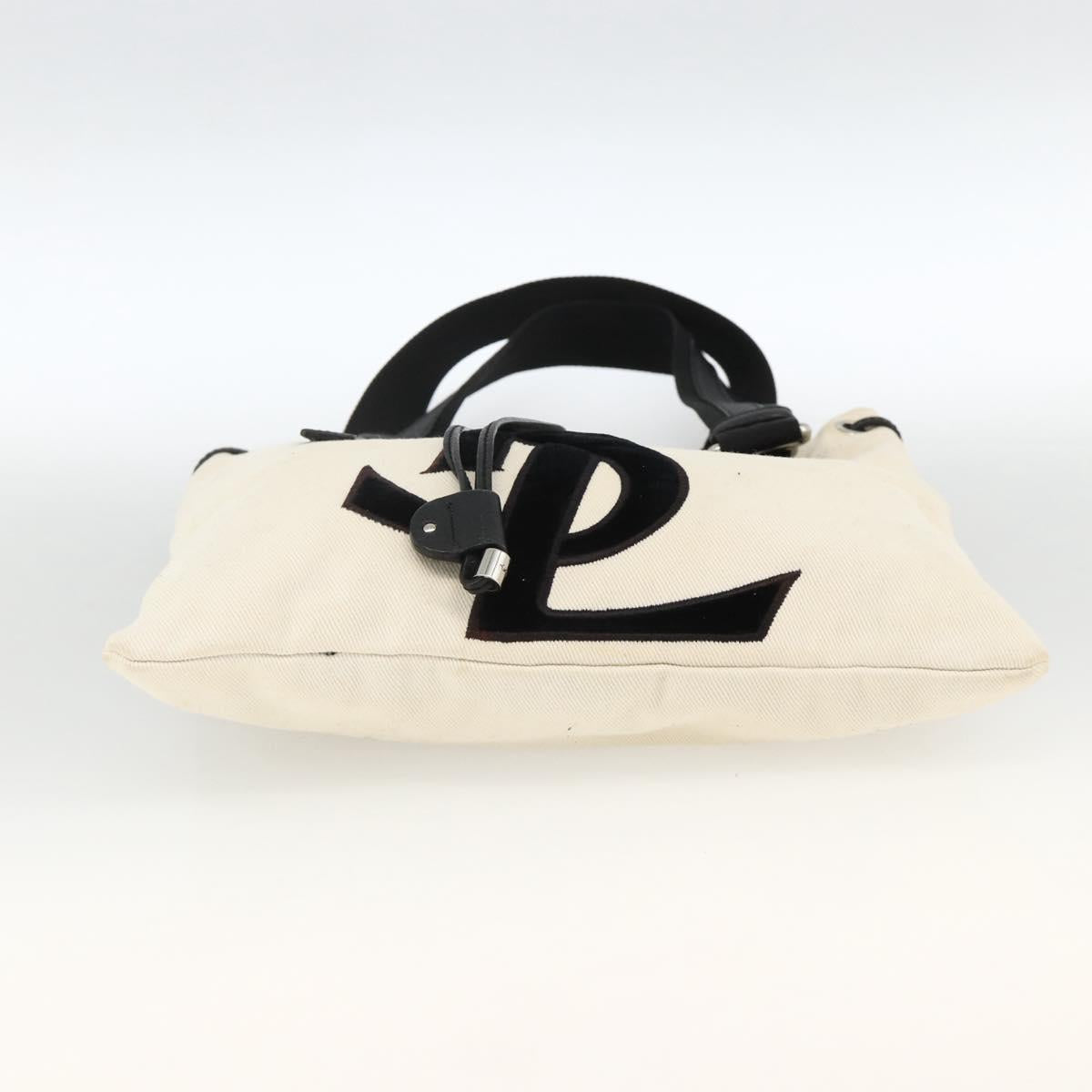 SAINT LAURENT Kahala Tote Bag Canvas White Silver 123435 Auth ka3245