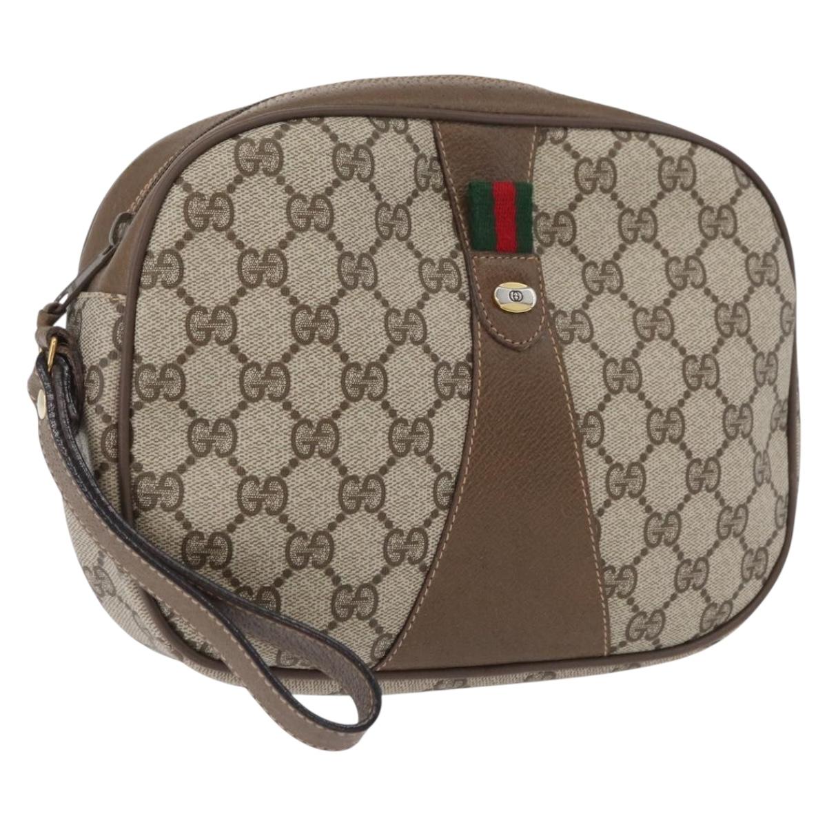 GUCCI GG Supreme Web Sherry Line Bag PVC Beige Red Green 89 01 034 Auth ka3250