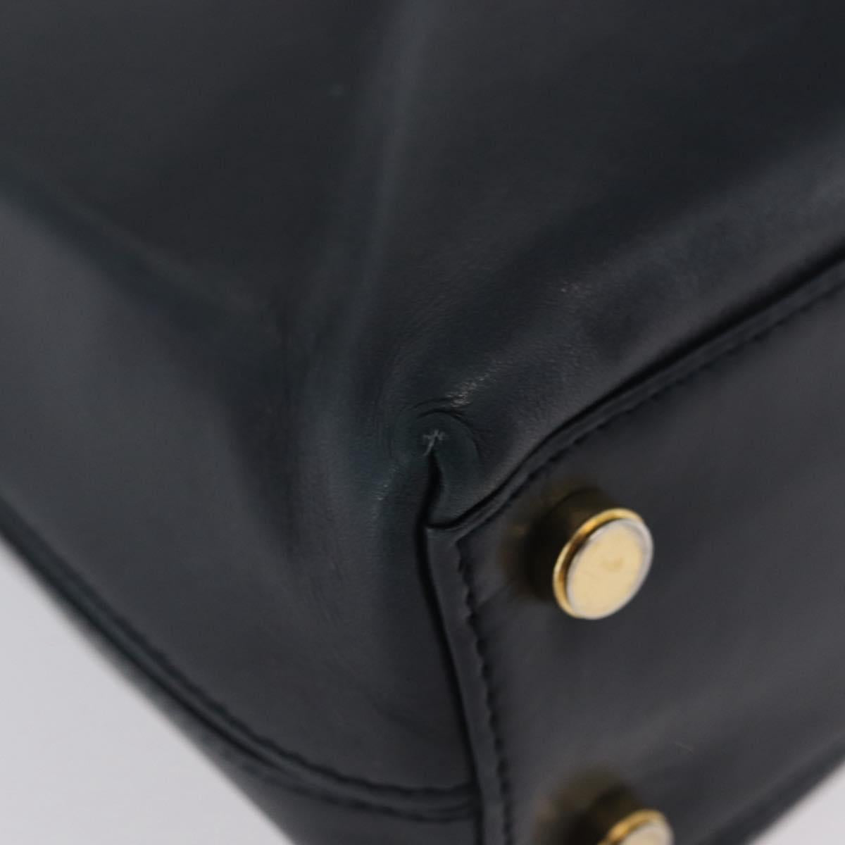Salvatore Ferragamo Gancini Hand Bag Leather 2way Navy Gold Auth ka3255