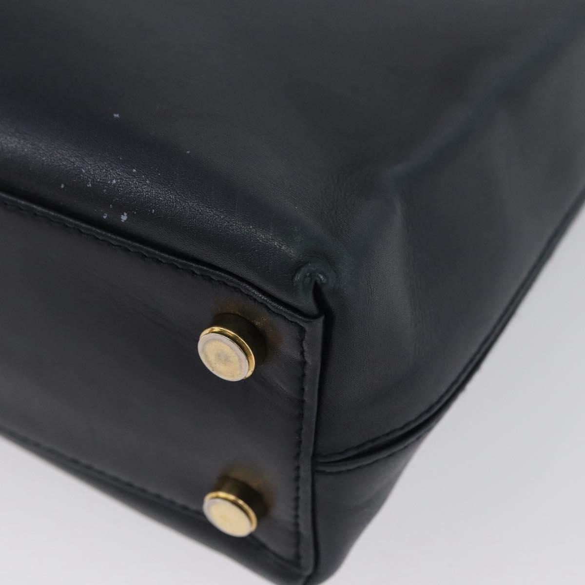 Salvatore Ferragamo Gancini Hand Bag Leather 2way Navy Gold Auth ka3255
