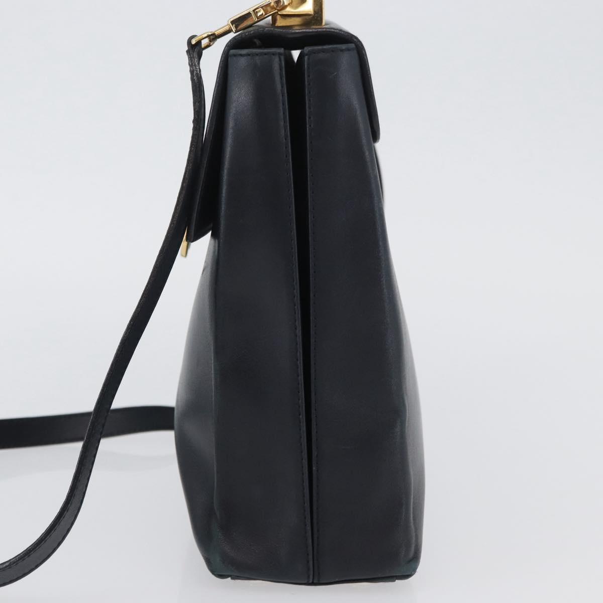 Salvatore Ferragamo Gancini Hand Bag Leather 2way Navy Gold Auth ka3255