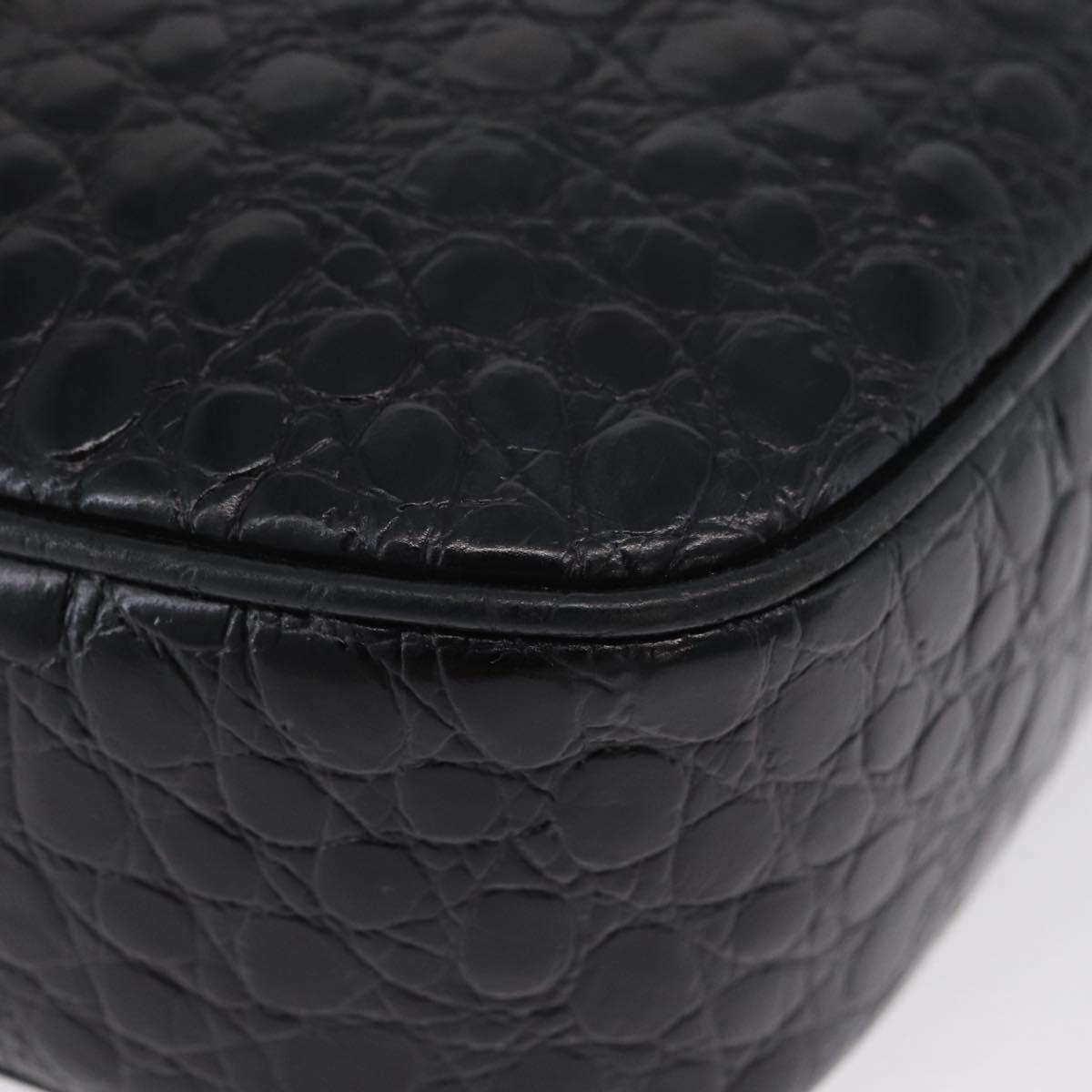 Salvatore Ferragamo Vala Shoulder Bag Leather Black Gold Auth ka3259