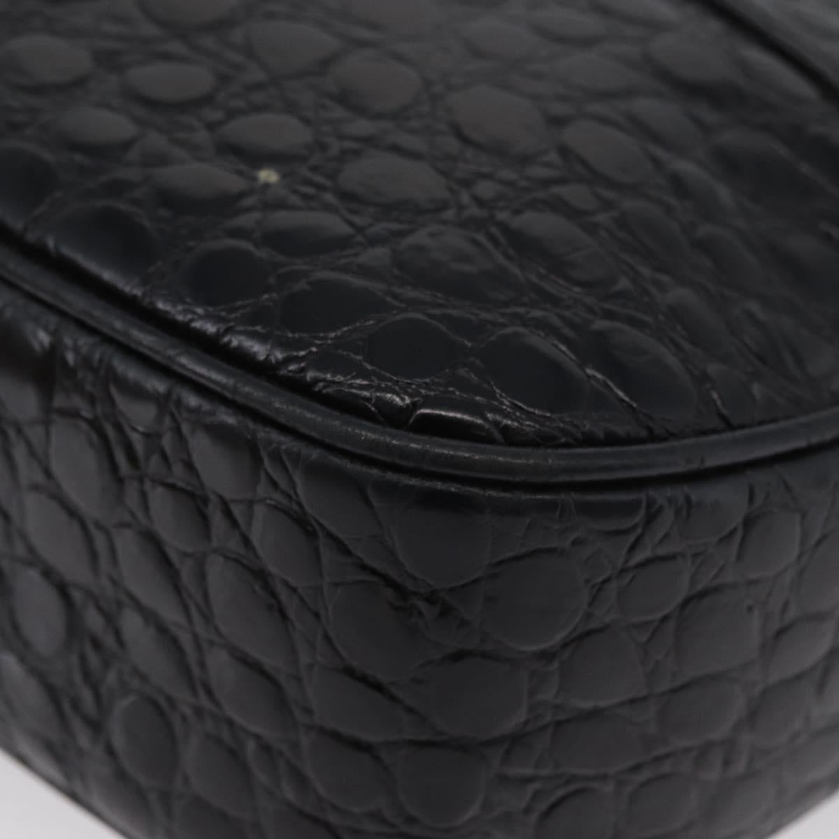 Salvatore Ferragamo Vala Shoulder Bag Leather Black Gold Auth ka3259