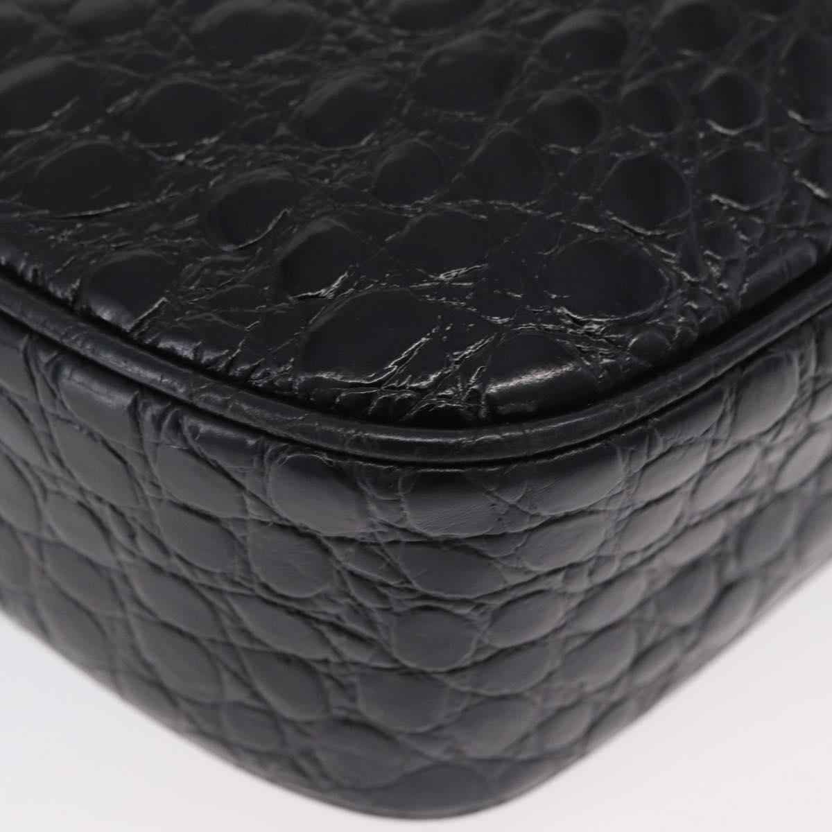 Salvatore Ferragamo Vala Shoulder Bag Leather Black Gold Auth ka3259