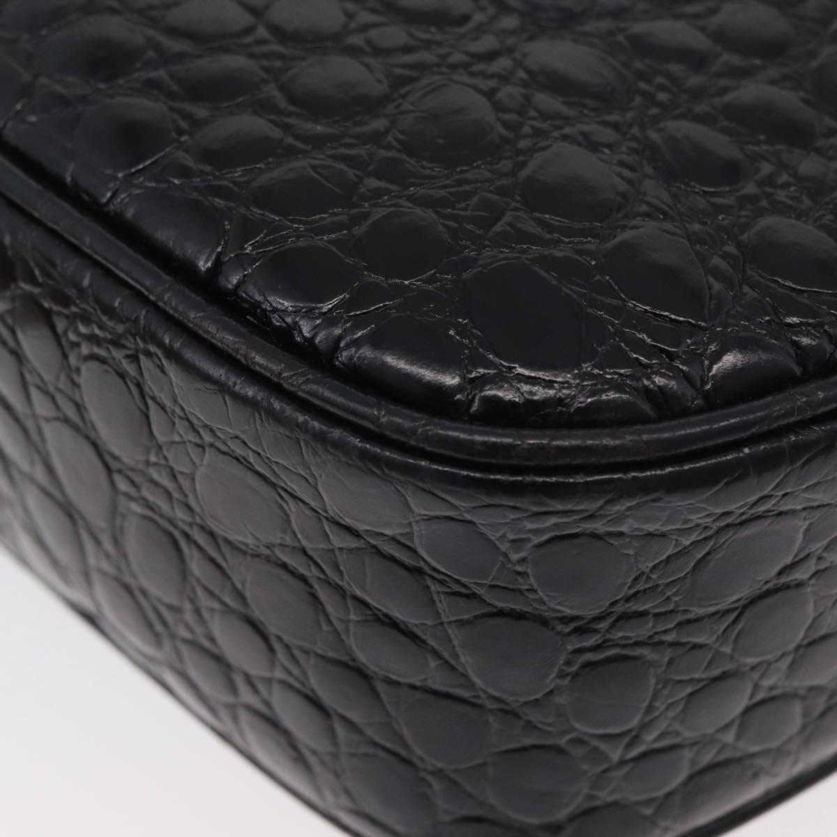 Salvatore Ferragamo Vala Shoulder Bag Leather Black Gold Auth ka3259