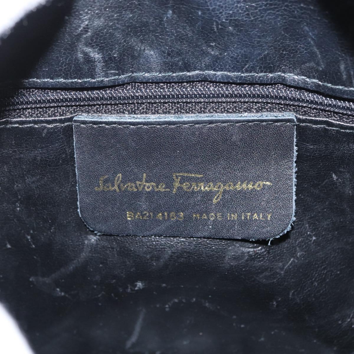 Salvatore Ferragamo Vala Shoulder Bag Leather Black Gold Auth ka3259