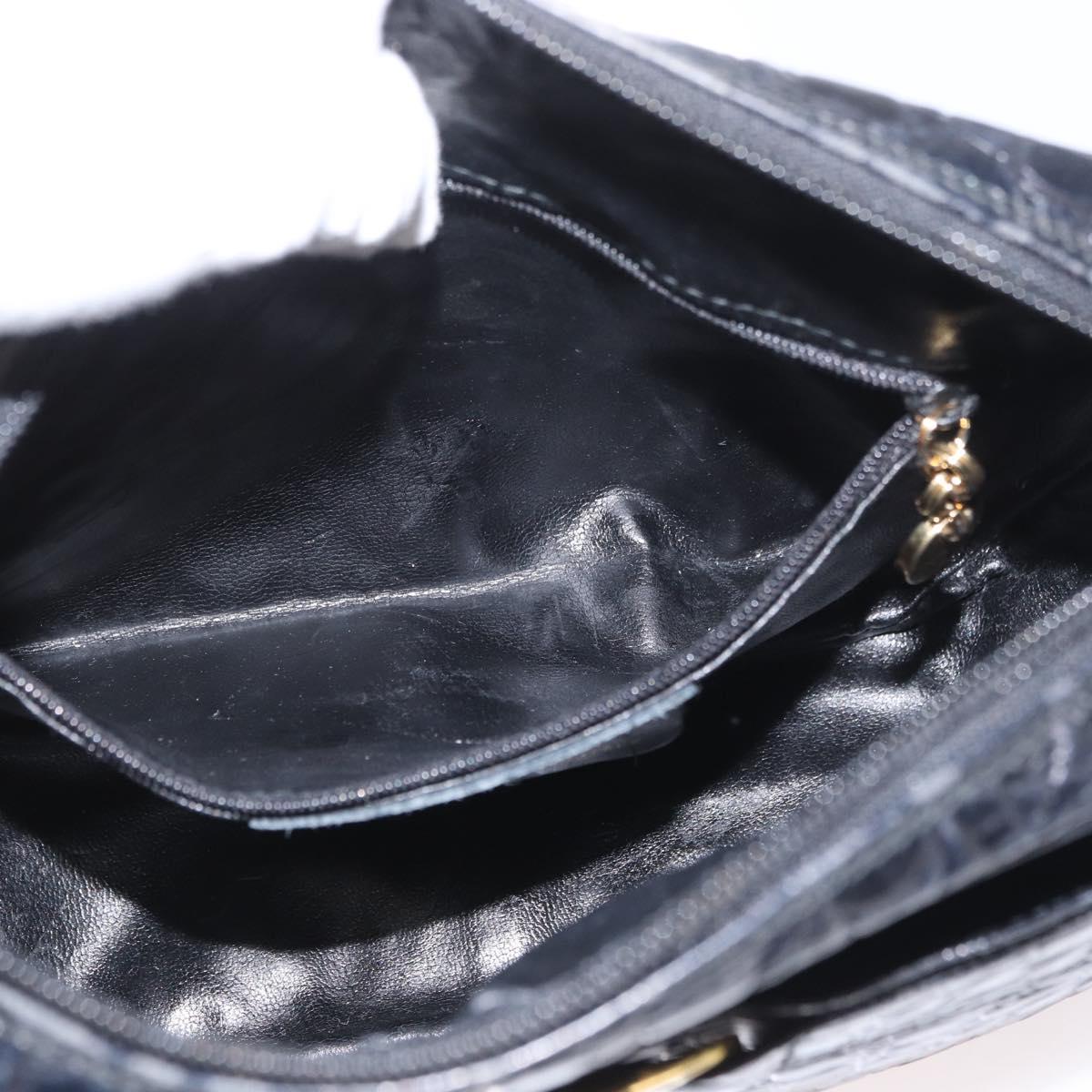 Salvatore Ferragamo Vala Shoulder Bag Leather Black Gold Auth ka3259