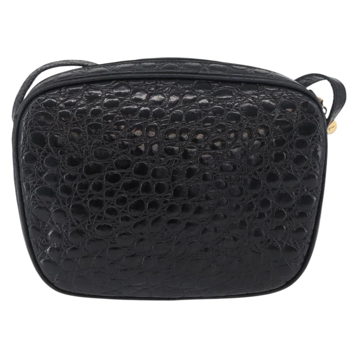Salvatore Ferragamo Vala Shoulder Bag Leather Black Gold Auth ka3259