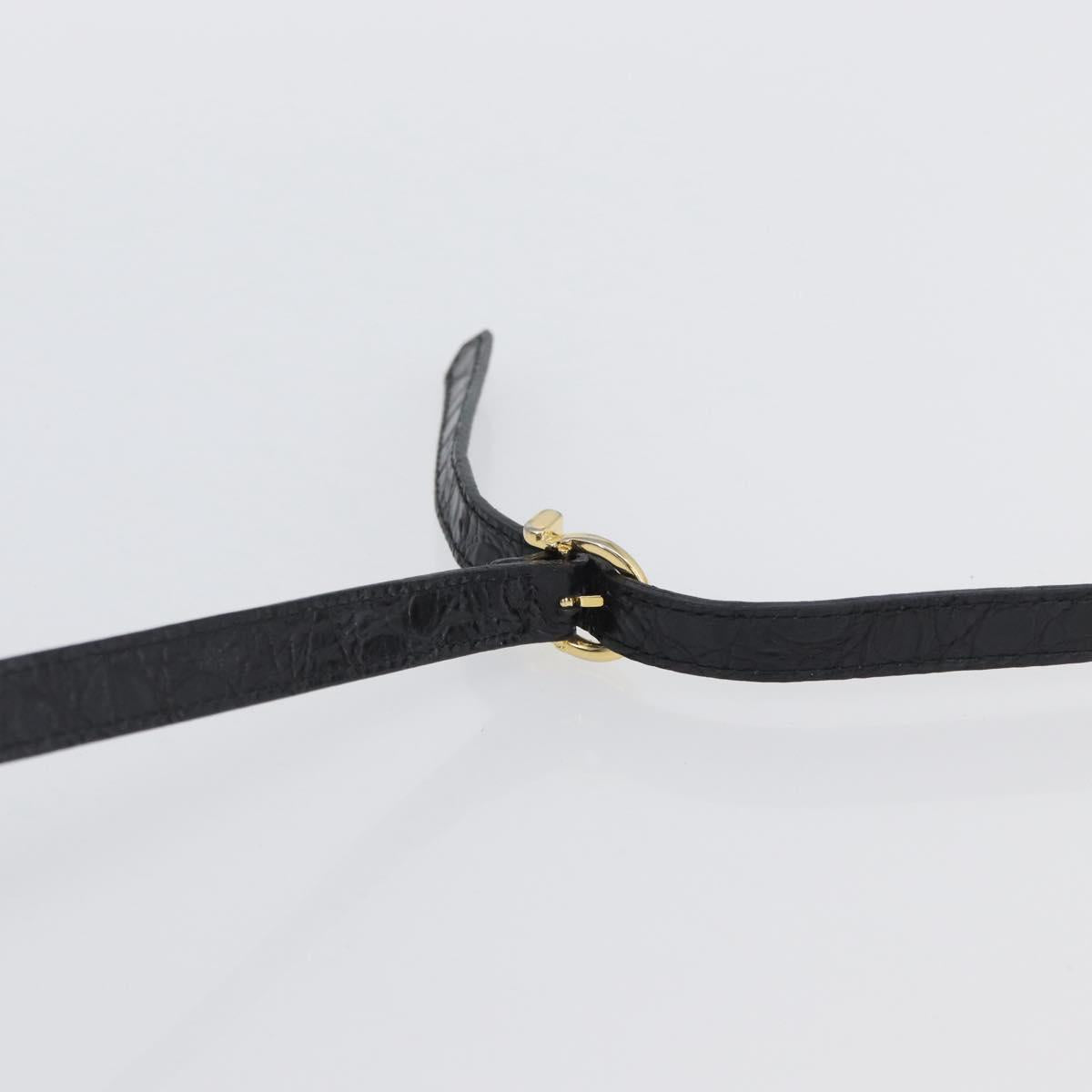 Salvatore Ferragamo Vala Shoulder Bag Leather Black Gold Auth ka3259