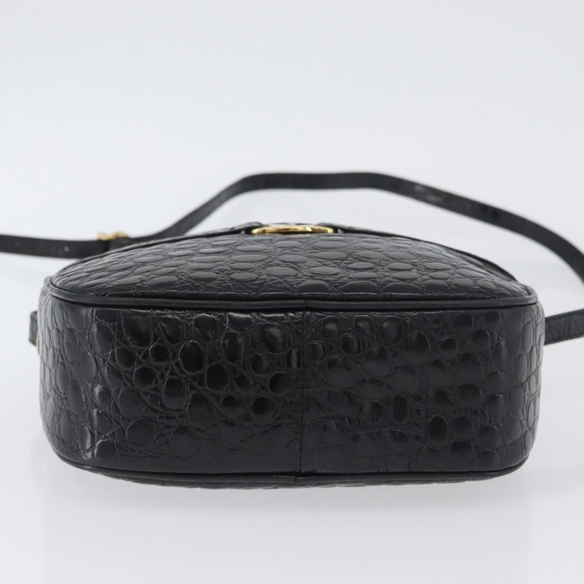 Salvatore Ferragamo Vala Shoulder Bag Leather Black Gold Auth ka3259