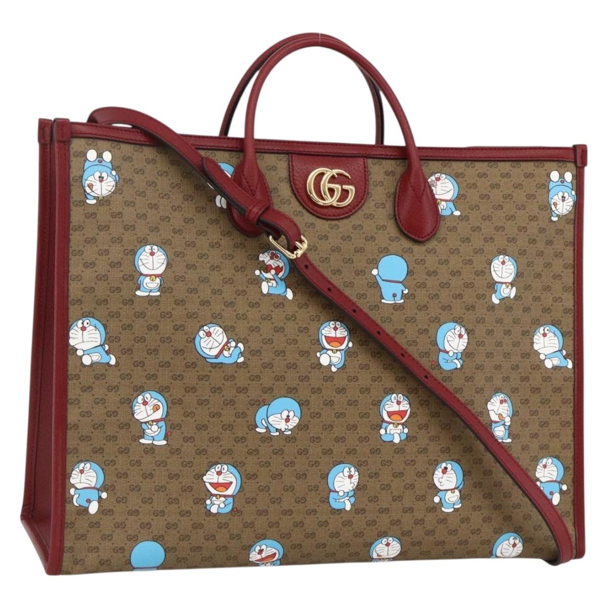GUCCI GUCCI Ã Doraemon Micro GG Supreme Bag PVC 2way Beige 653952 Auth ka3262SM