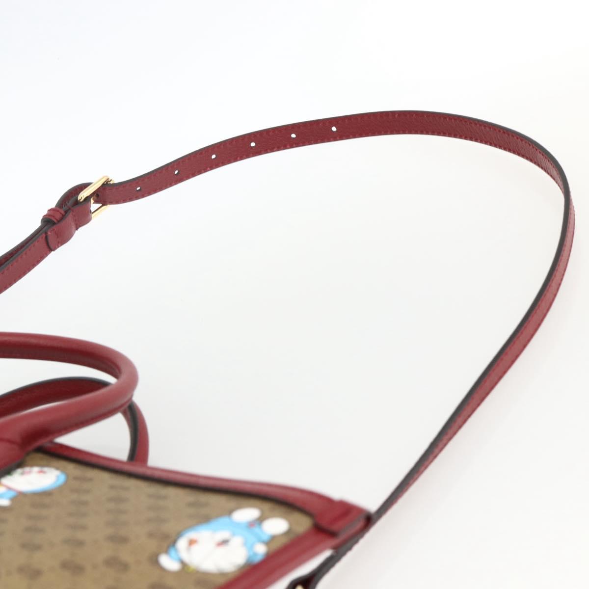 GUCCI GUCCI Ã Doraemon Micro GG Supreme Bag PVC 2way Beige 653952 Auth ka3262SM