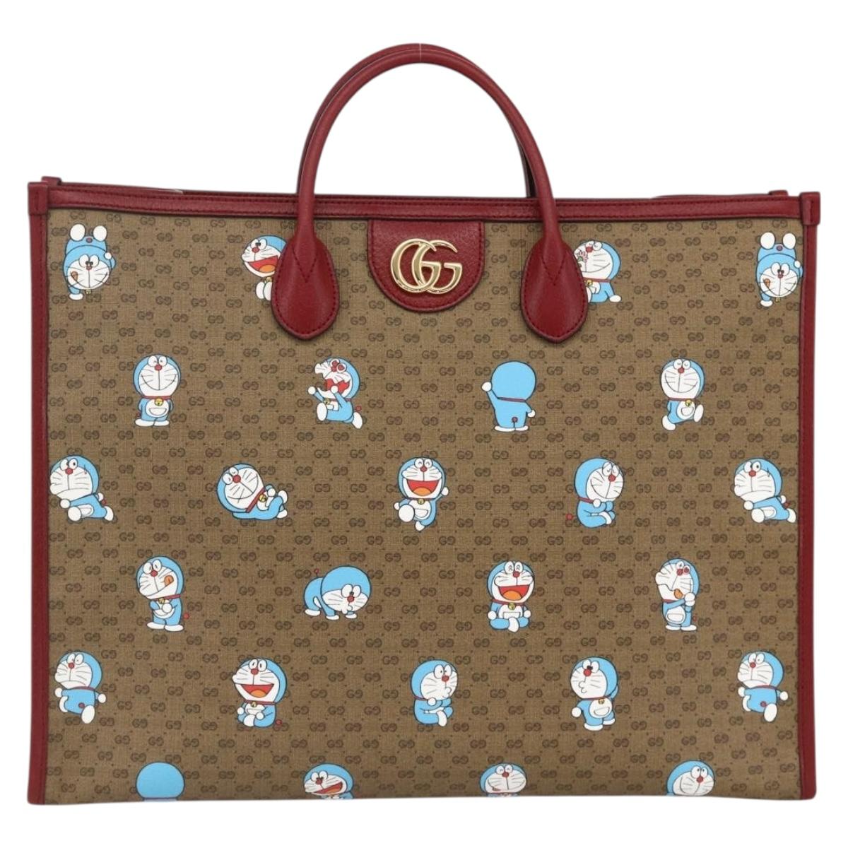 GUCCI GUCCI Ã Doraemon Micro GG Supreme Bag PVC 2way Beige 653952 Auth ka3262SM