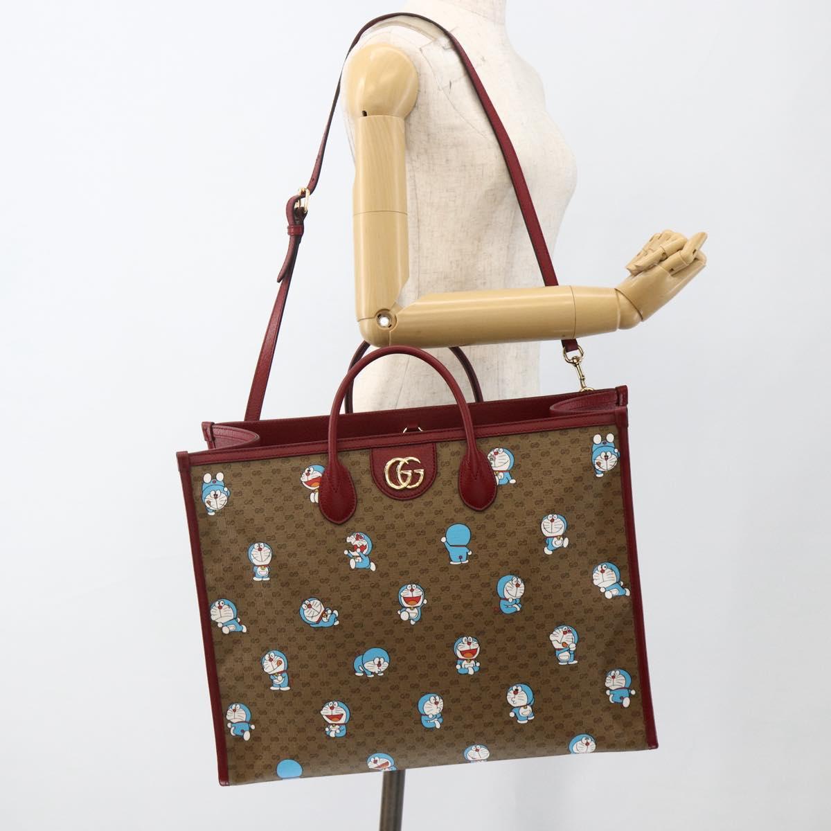 GUCCI GUCCI Ã Doraemon Micro GG Supreme Bag PVC 2way Beige 653952 Auth ka3262SM