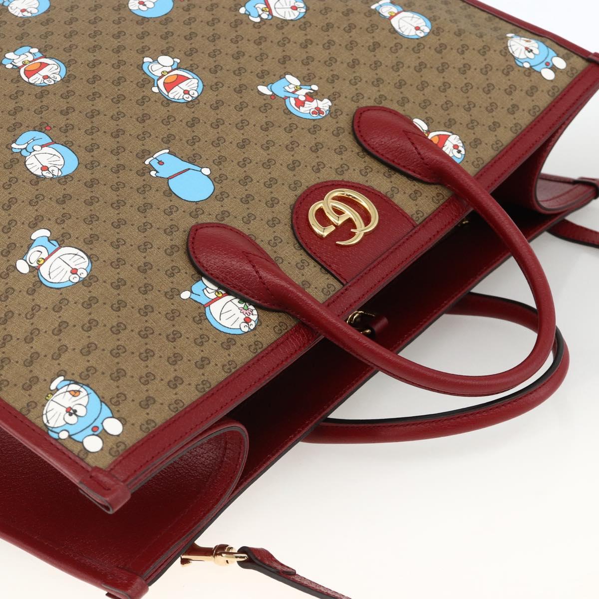 GUCCI GUCCI Ã Doraemon Micro GG Supreme Bag PVC 2way Beige 653952 Auth ka3262SM