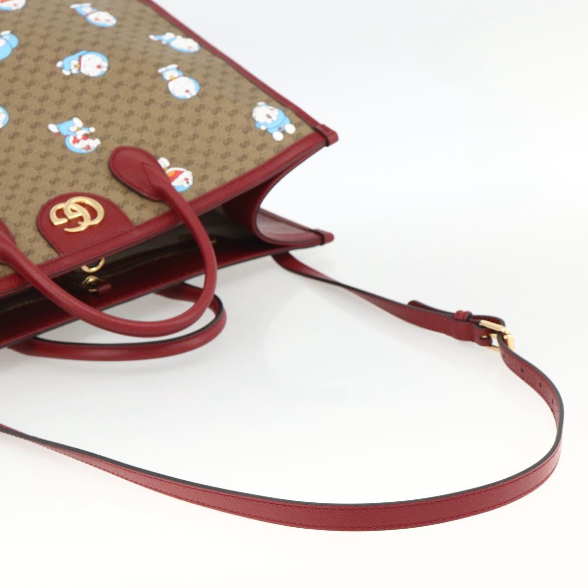 GUCCI GUCCI Ã Doraemon Micro GG Supreme Bag PVC 2way Beige 653952 Auth ka3262SM