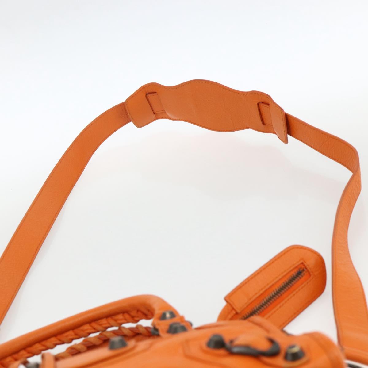 BALENCIAGA LuCity Hand Bag Leather 2way Orange 300295 Auth ka3266M