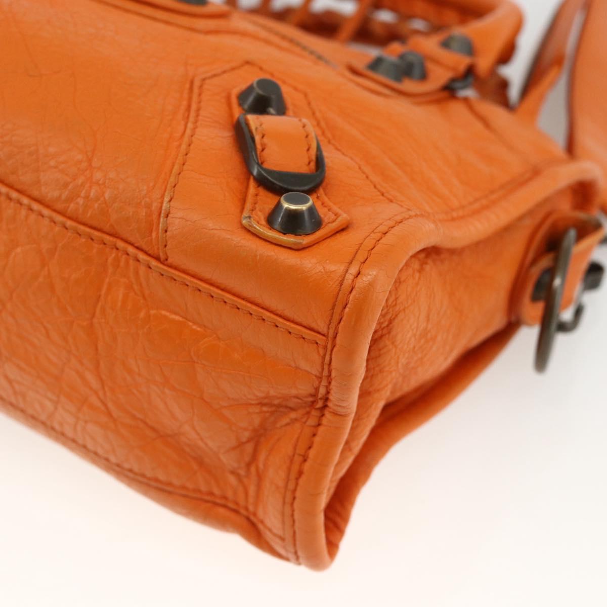 BALENCIAGA LuCity Hand Bag Leather 2way Orange 300295 Auth ka3266M